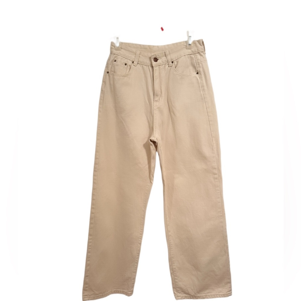 Cream colored denim wide jeans size Medium EUC